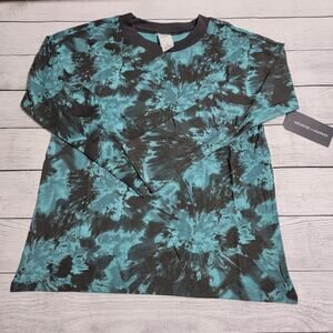 Melrose and Market Long Sleeve T-shirt Teal Hydro Black Tie Dye Size M (8/10)